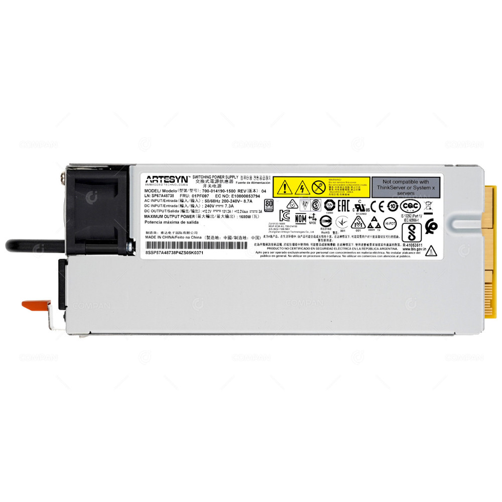 01PF097  LENOVO 1600W 80 PLUS PLATINUM POWER SUPPLY FOR SR950