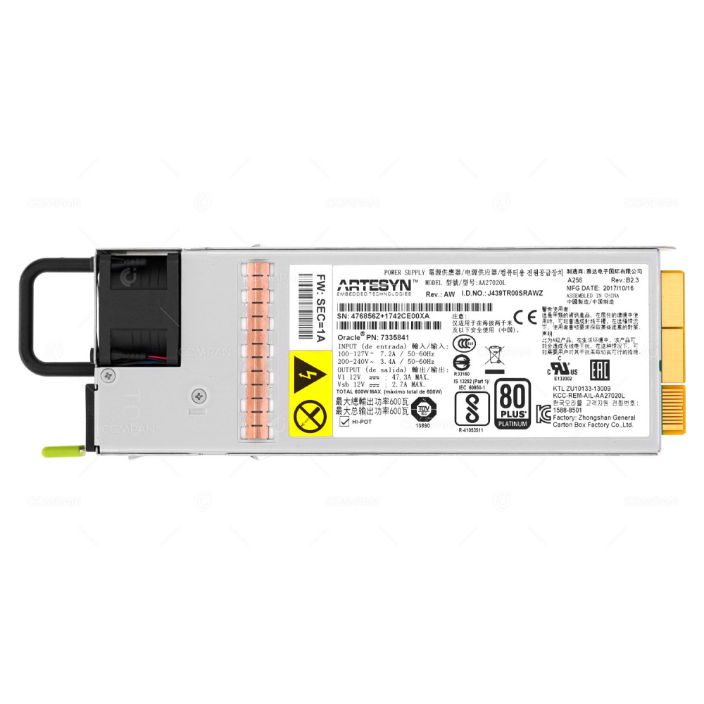 7335841  SUN ORACLE 600W POWER SUPPLY FOR X6-2