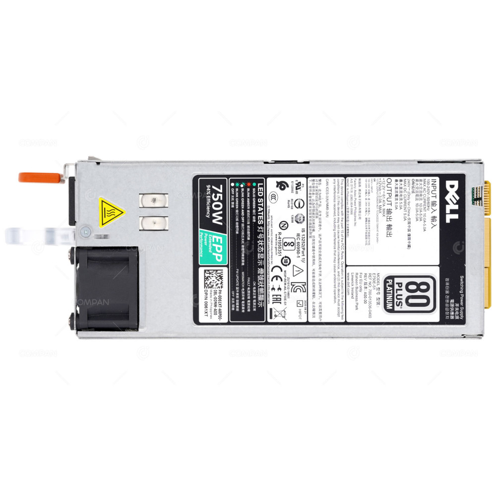 061XT  DELL 750W POWER SUPPLY 80 PLUS PLATINUM FOR R640 R740 R740XD G13 G14