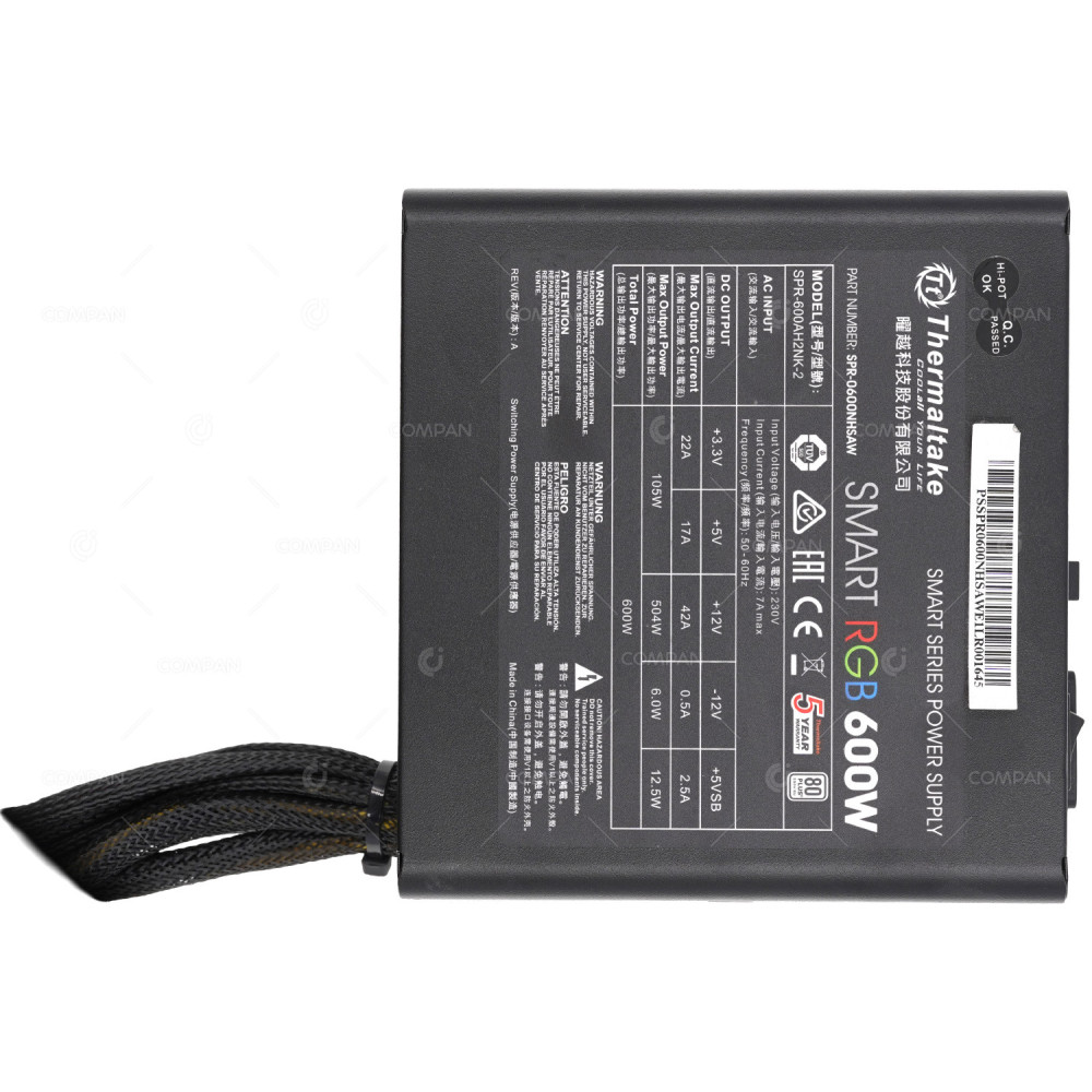 SPR-0600NHSAW  THERMALTAKE POWER SUPPLY 600W SMART RGB 80 PLUS