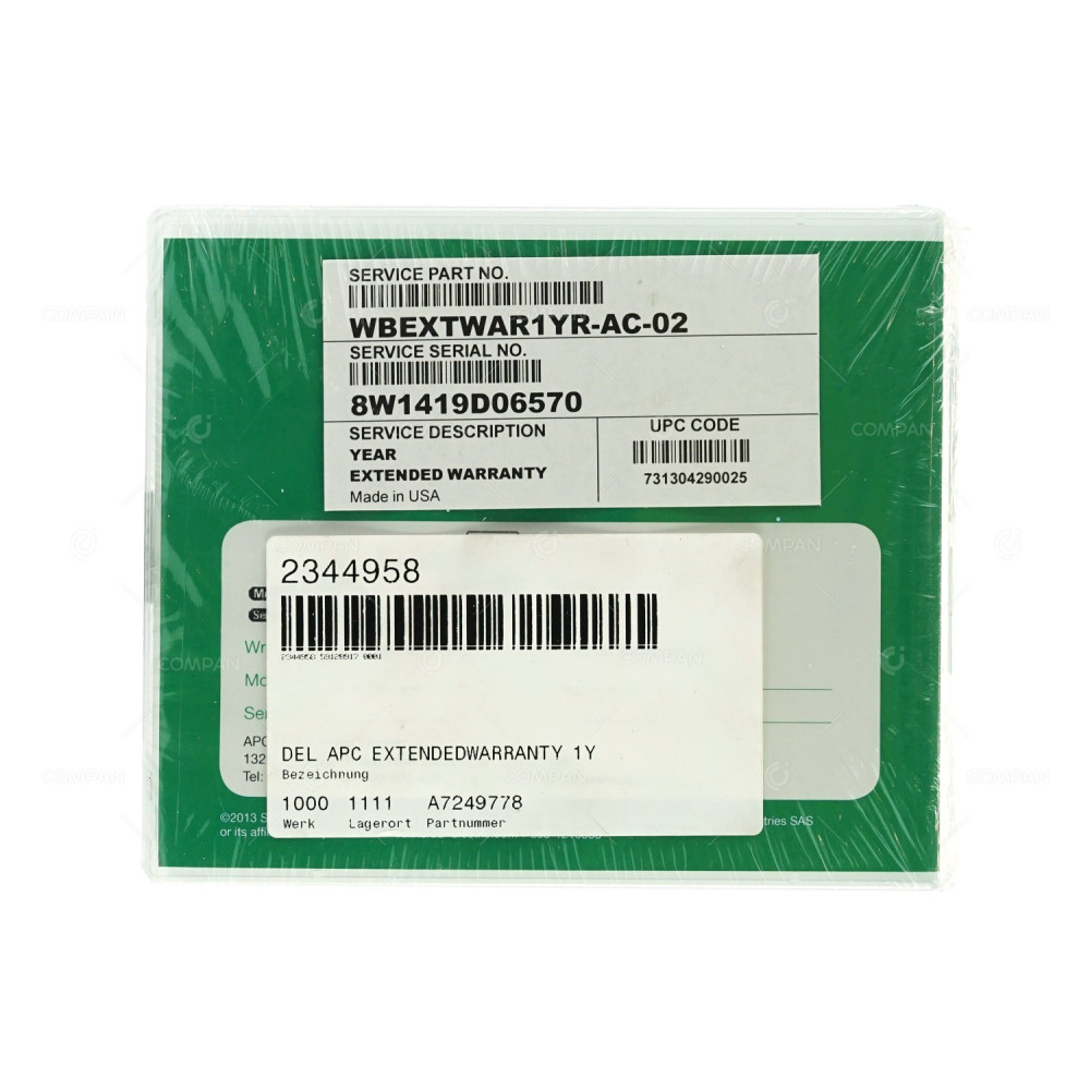 WBEXTWAR1YR-AC-02 APC SERVICE PACK 1 YEAR EXTENDED WARRANTY A7249778, 2344958591289170001, 731304290025