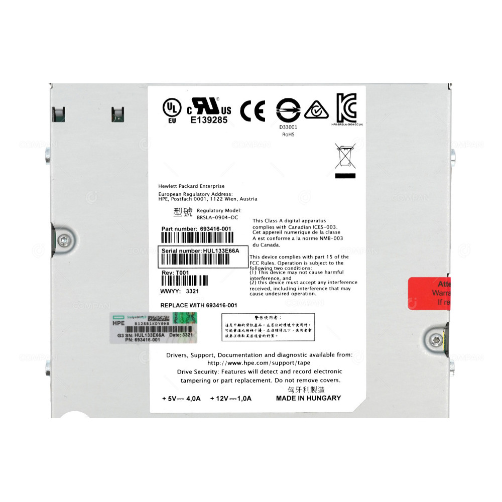 693416-001 HPE LTO5 HH ULTRIUM 3000 SAS INTERNAL TAPE DRIVE