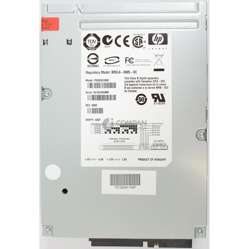 BRSLA-0605-DC LTO-3 400GB 800GB ULTRIUM 920 SCSI INTERNAL TAPE DRIVE