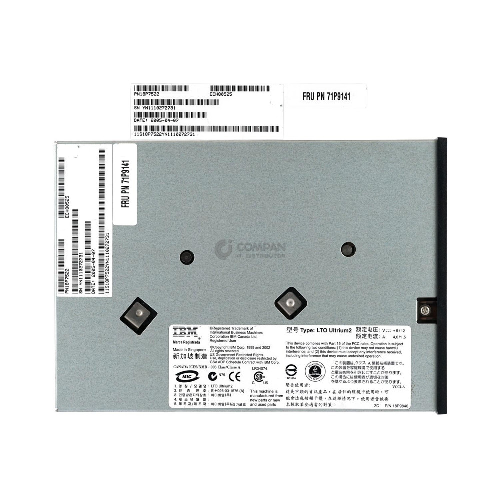 71P9141 IBM LTO 2 200GB 400 GB TAPE DRIVE