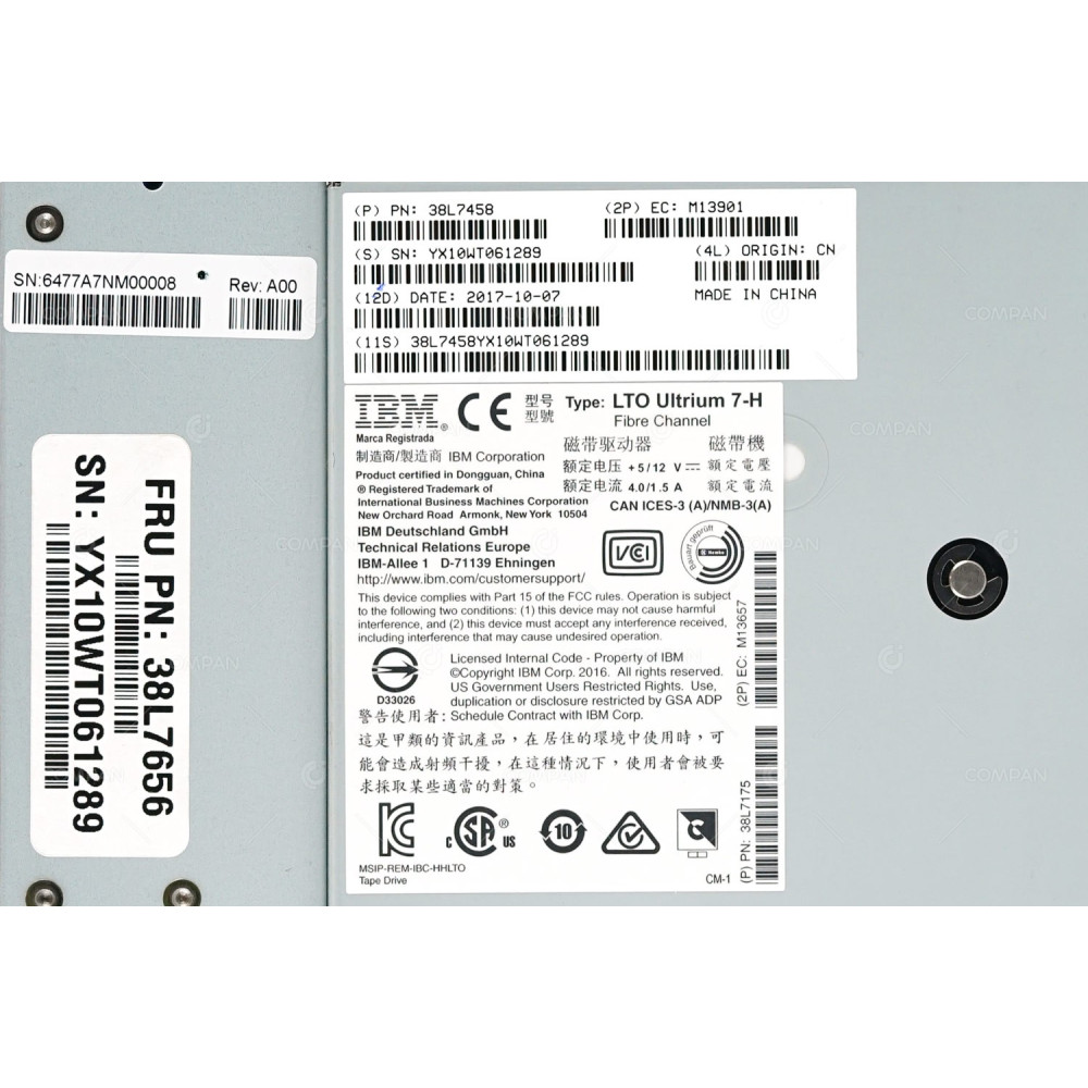 8M5F0 DELL LTO ULTRIUM 7-H HALF HEIGHT FIBRE CHANNEL TAPE DRIVE MODULE FOR TL2000 TL4000