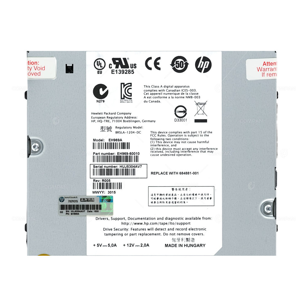 684881-001 HP LTO-6 HH ULTRIUM 6250 SAS 6.25TB INTERNAL TAPE DRIVE