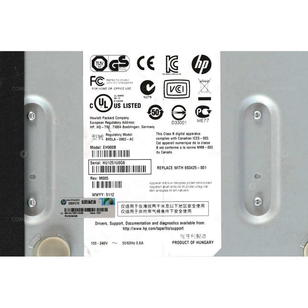 693425-001 HP LTO-5 ULTRIUM 3280 SAS EXTERNAL TAPE DRIVE EH900B, BRSLA-0902-AC
