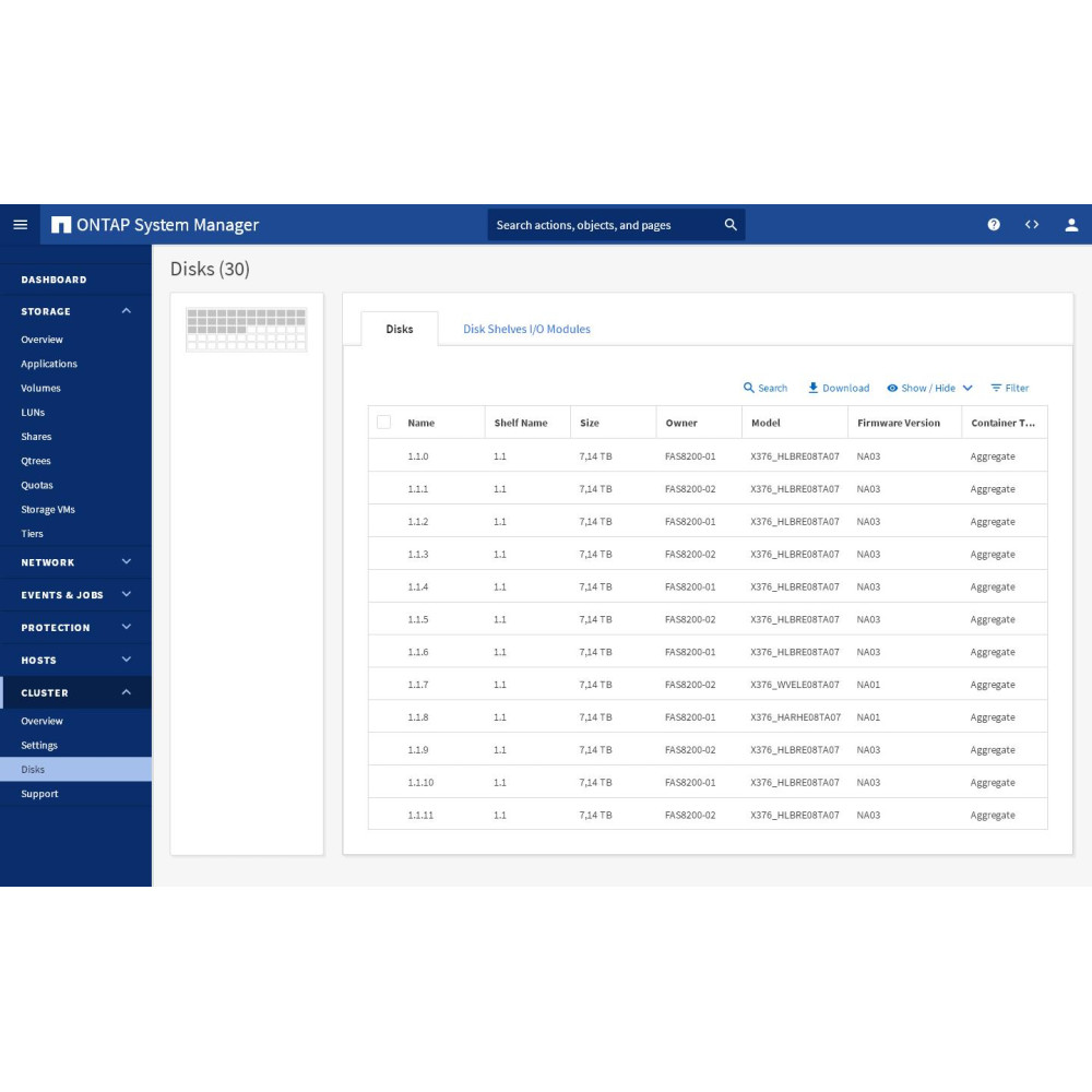NetApp FAS8200 Controller & DS460C 60 Bay Storage 30x 8TB X376A