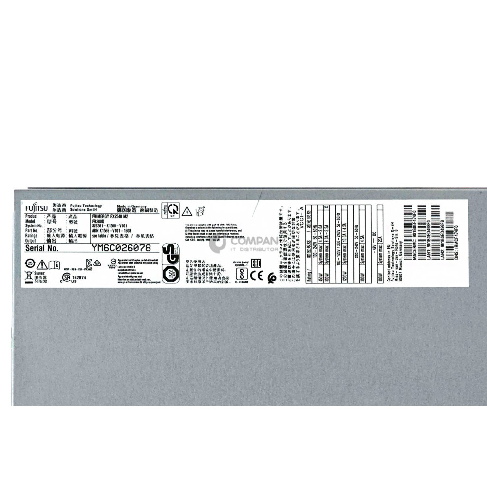 RX2540 M2-4LFF FUJITSU PRIMERGY RX2540 M2 1X INTEL XEON E5-2630 V4 @ 2.20GHZ RAM 64GB(4X 16GB  DDR4  4X 2400MHZ ) 4X 300GB(4X SAS ) RX2540 M2-4LFF S26361-K1566-V101