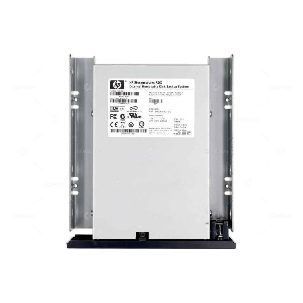 487768-001 HP STORAGEWORKS RDX1000 INTERNAL REMOVABLE DISK BACKUP SYSTEM AJ765A, AJ767A, AJ934A, AP724A, AP725A, AP726A, 5697-7353, RDX1000, BRSLA-0801-DC