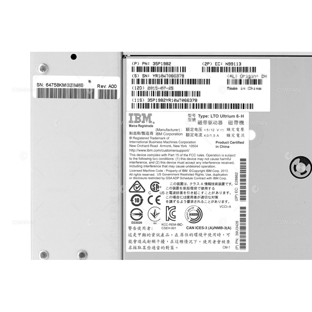 P35P1982 IBM ULTRIUM LTO6 HH FC TAPE DRIVE FOR TS3100 P39U3428