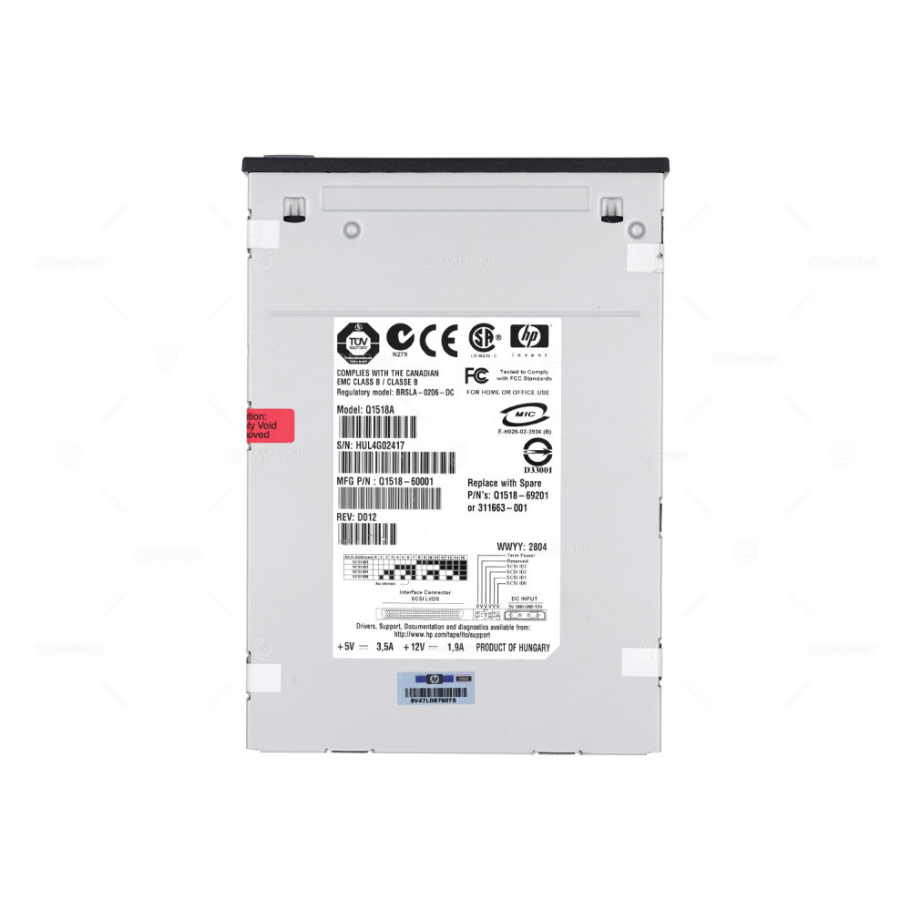 Q1518-69201 HP LTO-2 ULTRIUM 460 FULL HEIGHT LVD SCSI TAPE DRIVE Q1518A, 311663-001, Q1518-60001