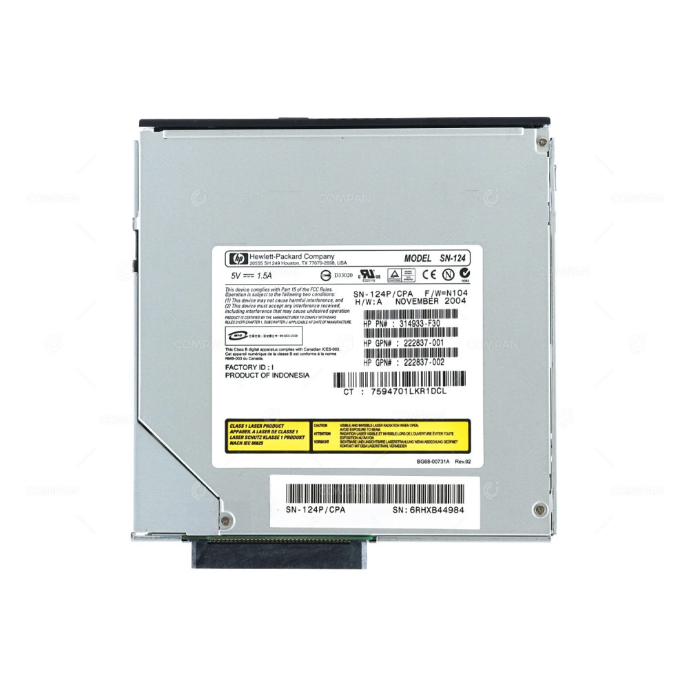 314933-F30 HP CD-ROM SLIMLINE DRIVE 24X IDE FOR PROLIANT DL360 DL380 DL580 G3 G4 222837-001, 222837-002, SN-124, 356963-B21