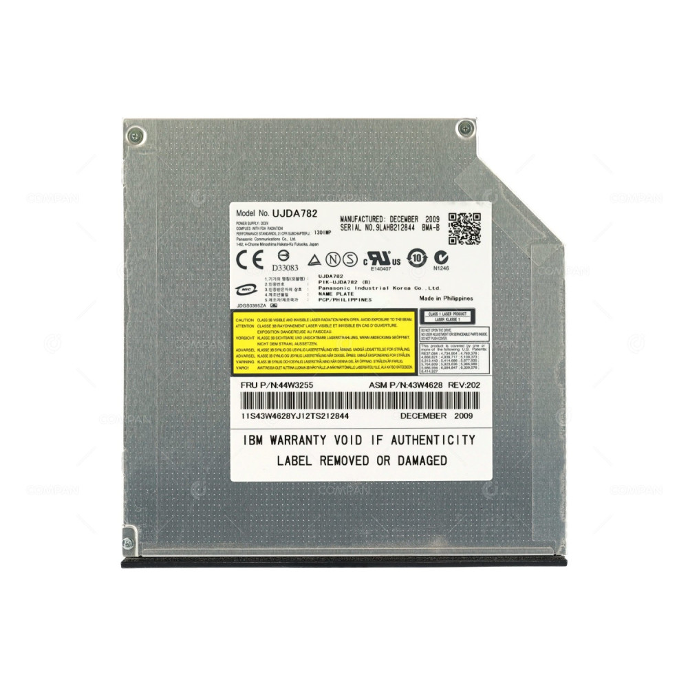 44W3255 IBM CD-RW DVD-ROM 24X SATA ULTRA SLIM INTERNAL OPTICAL DRIVE FOR X3550, X3650, X3850 M2 M3 M4 43W4628, UJDA 782, PIK-UJDA 782
