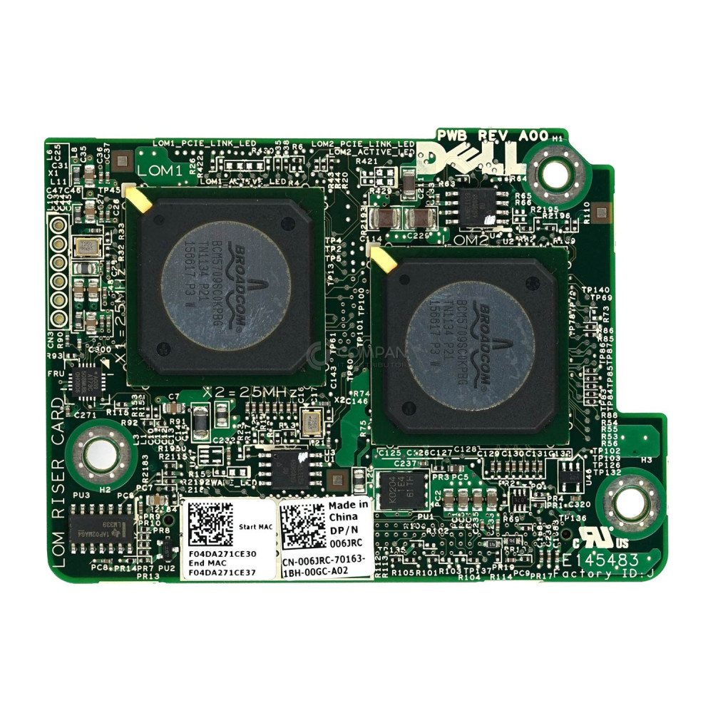 06JRC DELL BROADCOM 5709 S 1GB QUAD PORT MEZZANINE CARD FOR DELL POWEREDGE M710