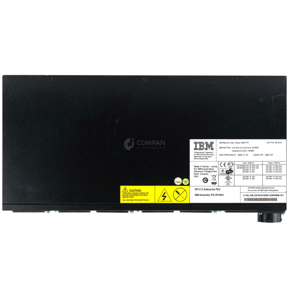 39Y8918 IBM DPI INPUT 1PHASE 12X C13 ENTERPRISE PDU