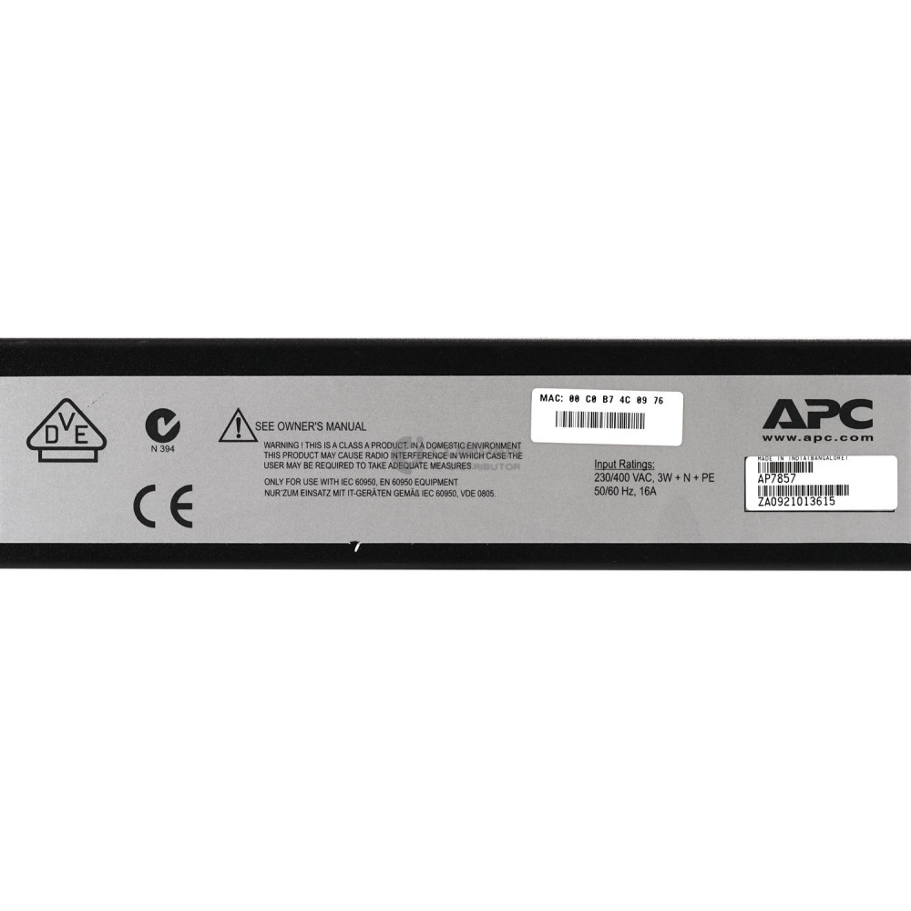 AP7857 APC AP7857 RACK PDU METERED ZERO U 16A 11KW 230V -