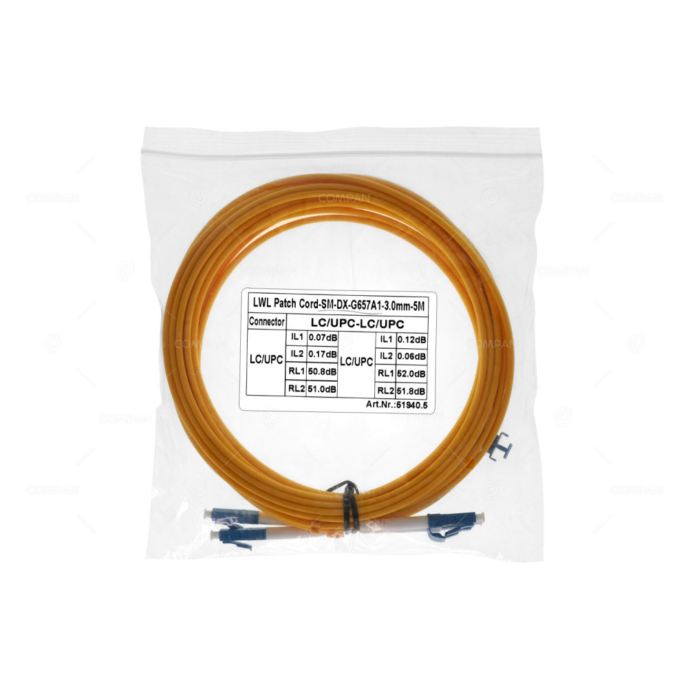 SM-DX-G657A1  FIBER OPTIC PATCHCORD LC.UPC-LC.UPC 5M YELLOW