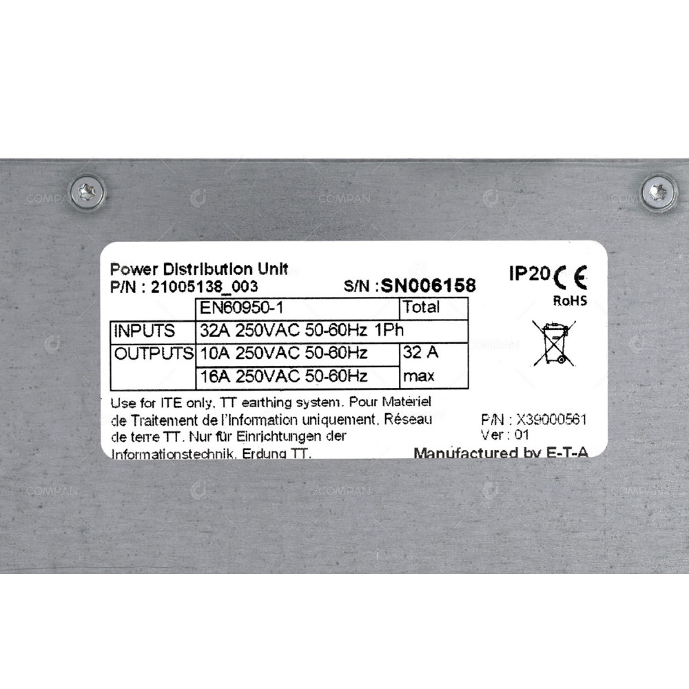 21005138-003 BULL PDU INPUT 2P+PE 32A OUTPUT 12X C13