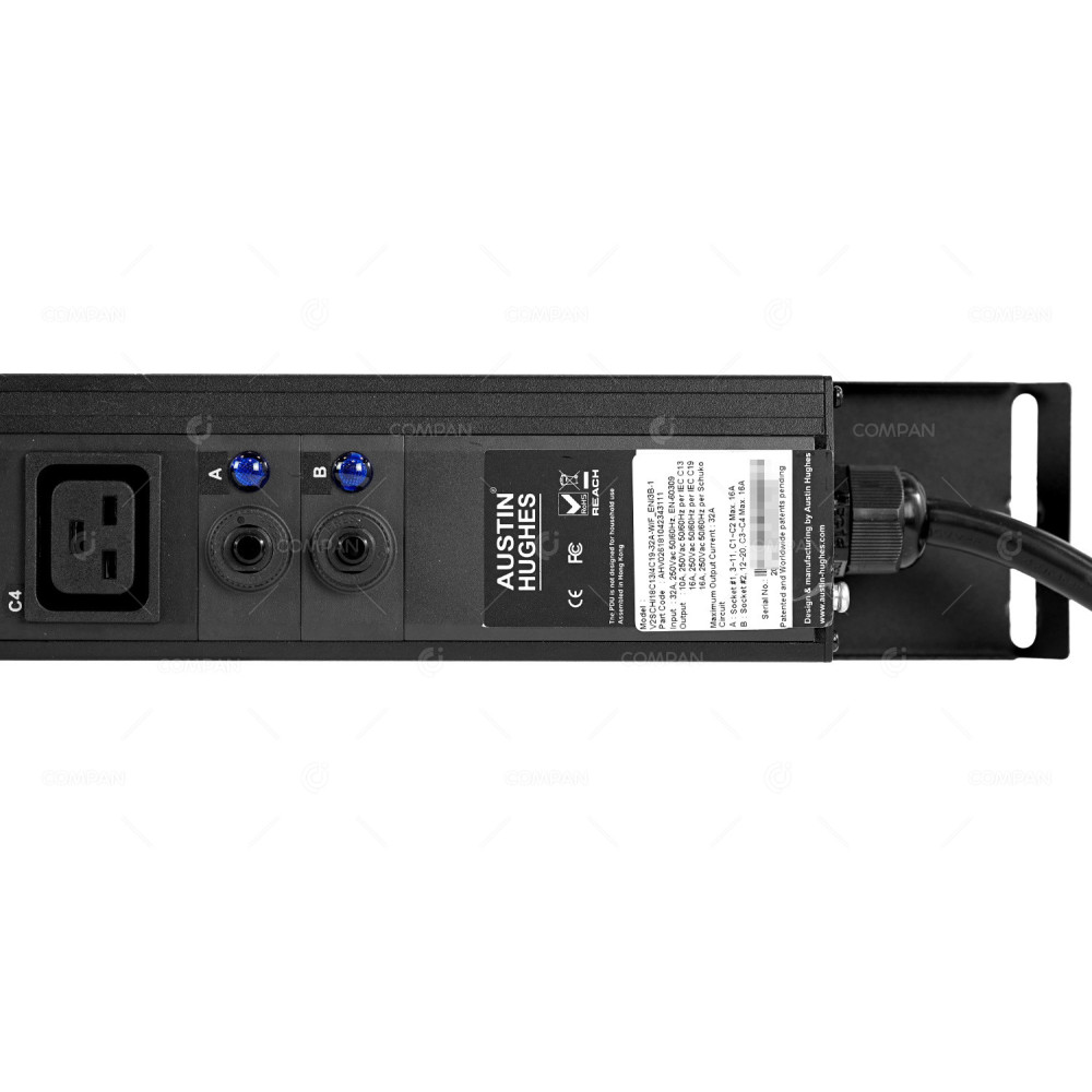 AHV026181042343111 AUSTIN HUGHES INFRA POWER 2X SCHUKO 18X C13 4X C19 2P+E 6H PLUG PDU V2SCH18C134C19-32A-WF_EN3B-1
