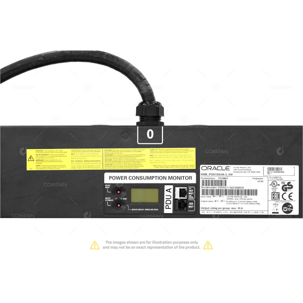7078663 SUN ORACLE 15KVA THREE-PHASE 20A PDU FOR EXADATA X5-2 ZFS STORAGE