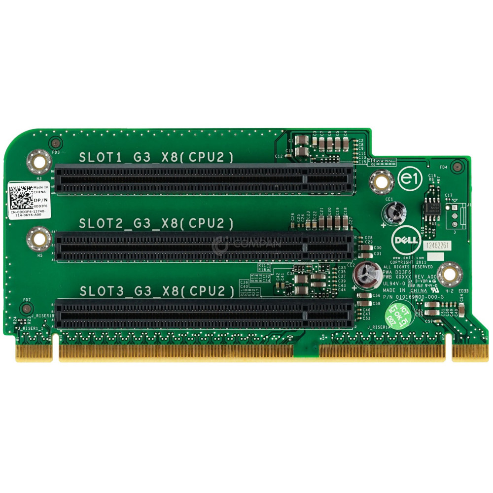 DD3F6 DELL RISER CARD 1 3X PCI-E X8 FOR R720 R720XD 0DD3F6