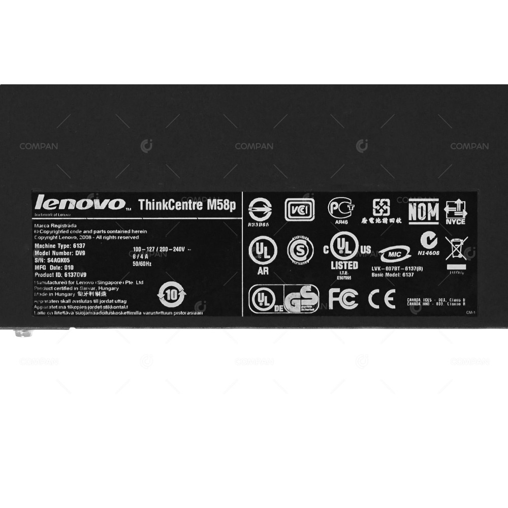 M58P-1LFF LENOVO 6137DV9 1X INTEL CORE2 DUO E8400 @ 3.00GHZ RAM 4GB(2X 2GB  DDR2  2X 1067MHZ )  6137-DV9