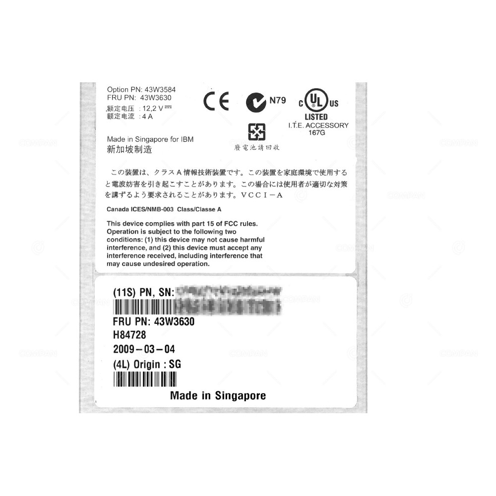 43W3630  IBM BLADECENTER S SAS RAID CONTROLLER MODULE