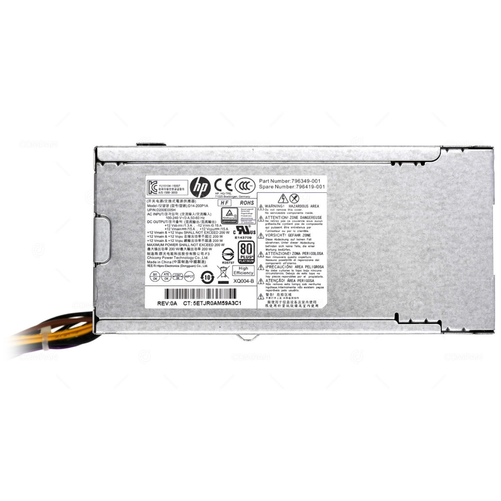 796419-001  HP POWER SUPPLY 200W 80PLUS PLATINIUM FOR ELITEDESK 800 G2 SFF