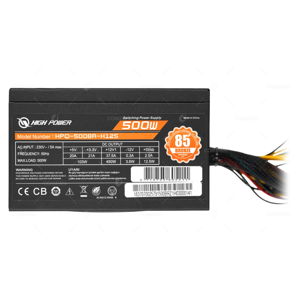 HPQ-500BR-H12S  HIGH POWER 500W POWER SUPPLY 85 BRONZE