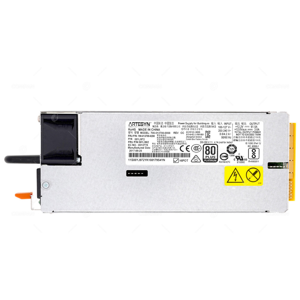 00YJ982  LENOVO 750W 80 PLUS PLATINUM POWER SUPPLY FOR X3550 X3650 M5