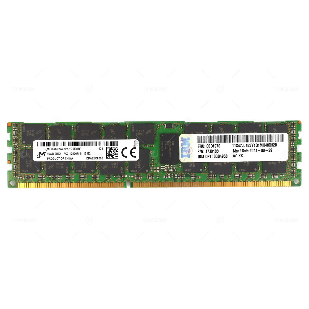 00D4970 IBM 16GB 2RX4 PC3 12800R DDR3 1600 MEMORY - 00D4968