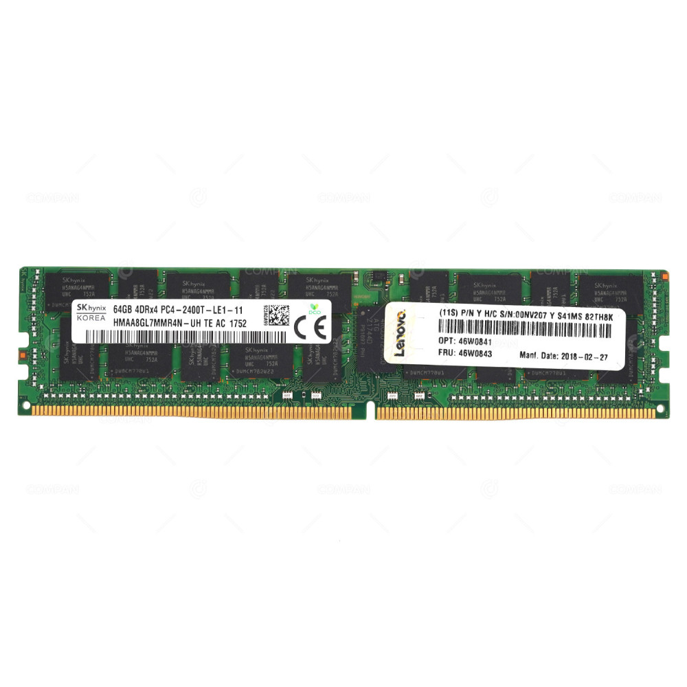 46W0843  LENOVO DDR4 SDRAM 64GB 4DRX4 PC4-19200 2400MHZ RDIMM CL17