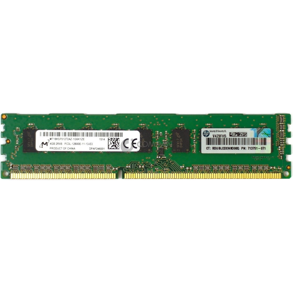 713751-071 HP DDR3L SDRAM 4GB 2RX8 PC3L-12800 1600MHZ UDIMM CL11
