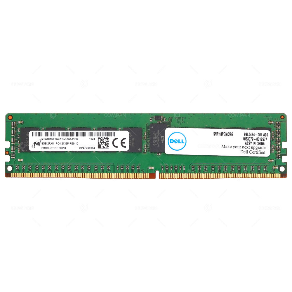 SNPH8PGNC-8G  DELL DDR4 SDRAM 8GB 2RX8 PC4-17000 2133MHZ RDIMM CL15