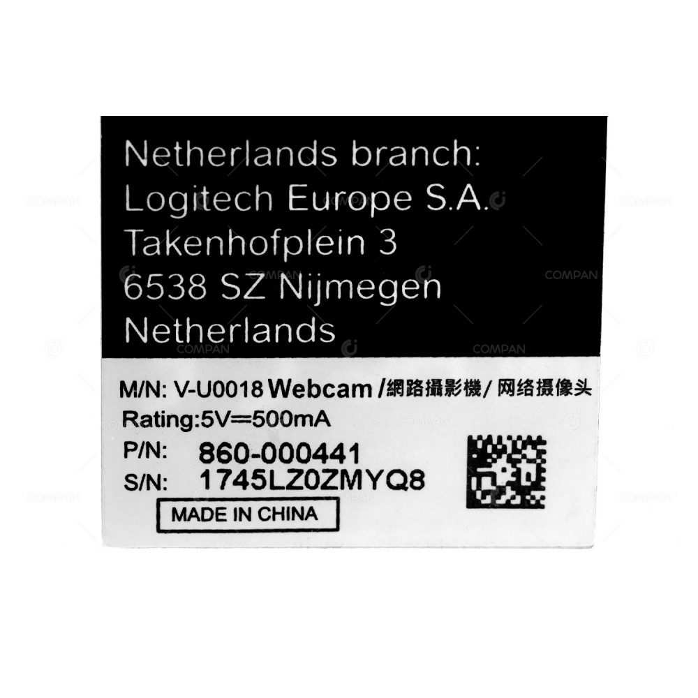 860-000441  LOGITECH 720P HD USB WEBCAM