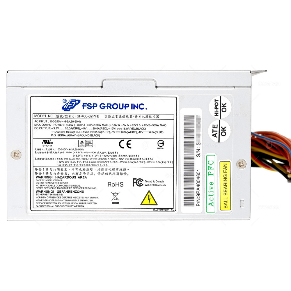 9PA4004601  FUJITSU 400W 80 PLUS ACTIVE PFC POWER SUPPLY FOR CHENBRO RM42300 INDUSTRIAL SERVER