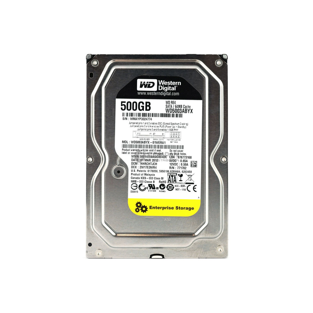 WD5003ABYX WD HARD DRIVE 500GB 7.2K 3G SATA  64MB CACHE 3.5 HOT-SWAP