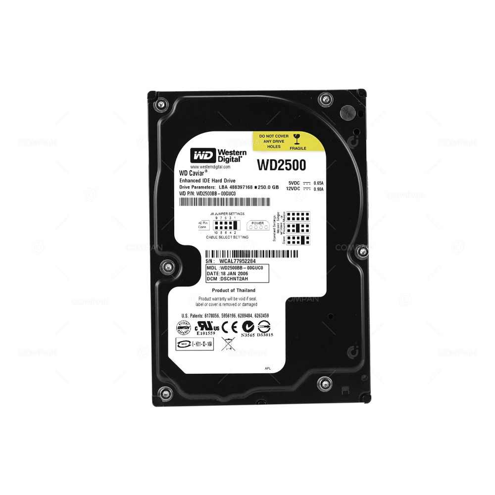 WD2500BB-00GUC0 WD HDD 250GB 7.2K PATA 3.5" LFF
