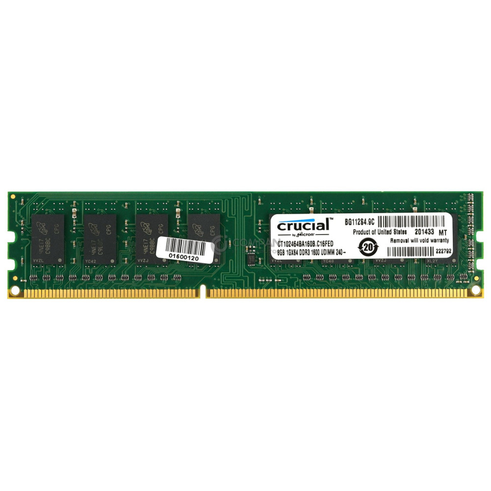 CT102464BA160B CRUCIAL DDR3 SDRAM 8GB 1GX64 PC3-12800 1600MHZ UDIMM CL11