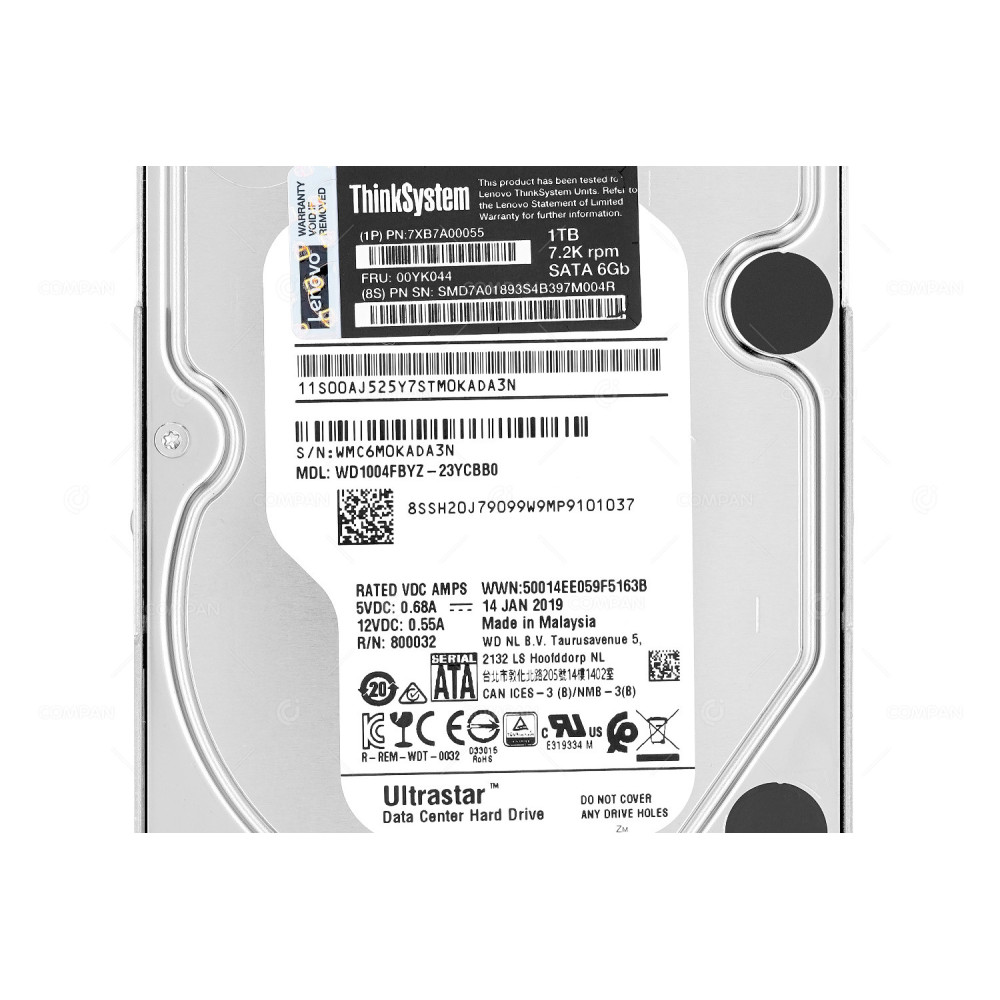00YK044  LENOVO HDD 1TB 7.2K SATA 6G 3.5" LFF FOR LENOVO THINKSYSTEM