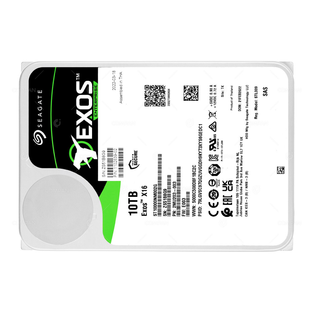 ST10000NM002G  SEAGATE EXOS X16 HDD 10TB  7.2K SAS 12G 3.5" LFF