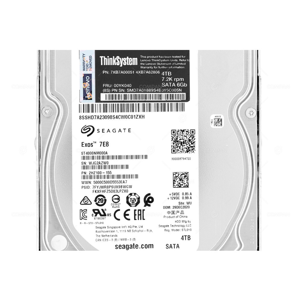 00YK040  LENOVO HDD 4TB 7.2K SATA 6G 3.5" LFF FOR LENOVO THINKAGILE HX5521