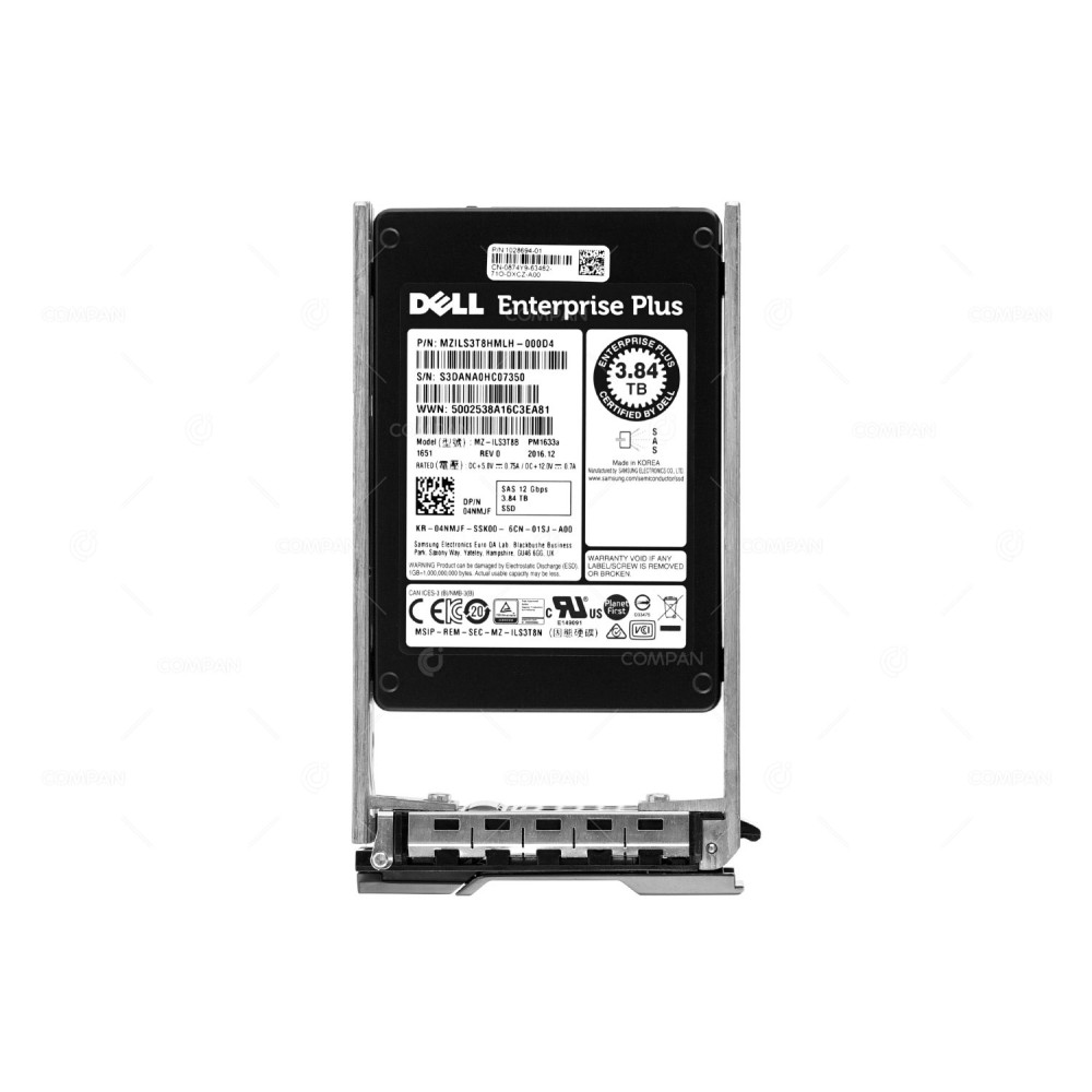 4NMJF CMP DELL ENTERPRISE PLUS SOLID STATE DRIVE 3.84TB 12G SAS READ INTENSIVE PM1633A 2.5 SFF SSD HOT-SWAP FOR COMPELLENT SC4020