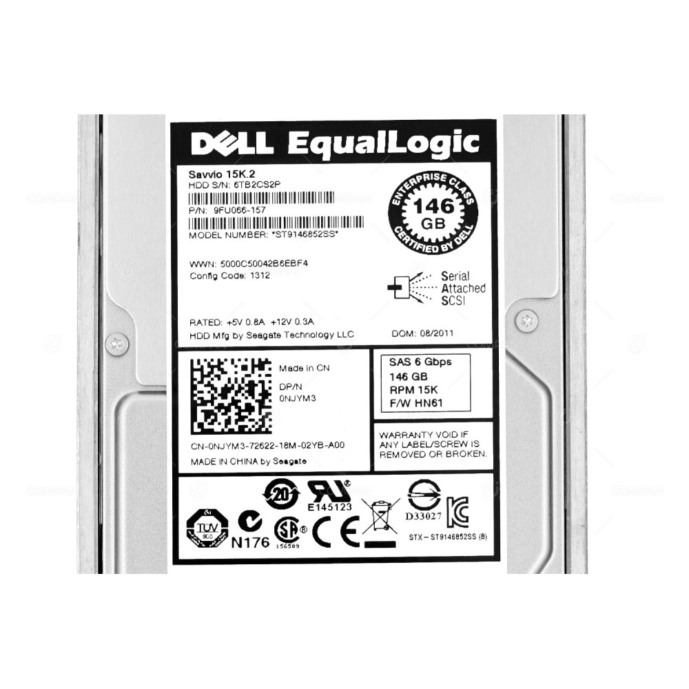 NJYM3 EQL DELL HDD 146GB 15K SAS 6G 2.5" SFF FOR DELL EQUALLOGIC