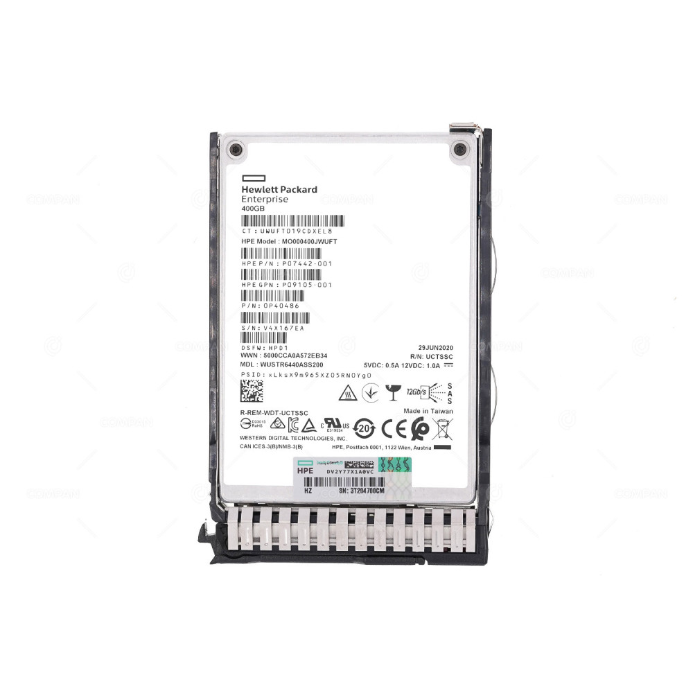 P09922-001  HP SSD 400GB SAS 12G 2.5" SFF FOR HPE PROLIANT G8-G10