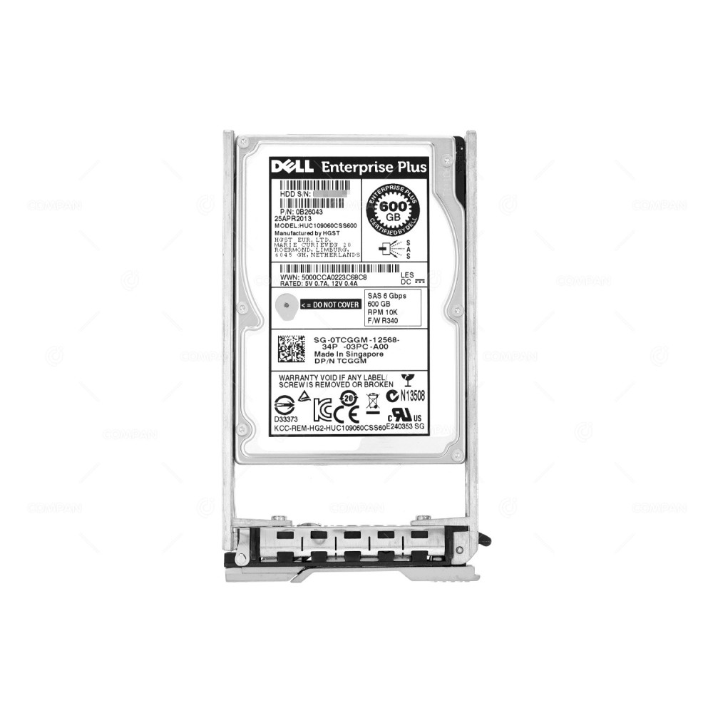 TCGGM EQL  DELL HDD 600GB 10K SAS 6G 2.5" SFF HOT-SWAP FOR DELL EQUALLOGIC