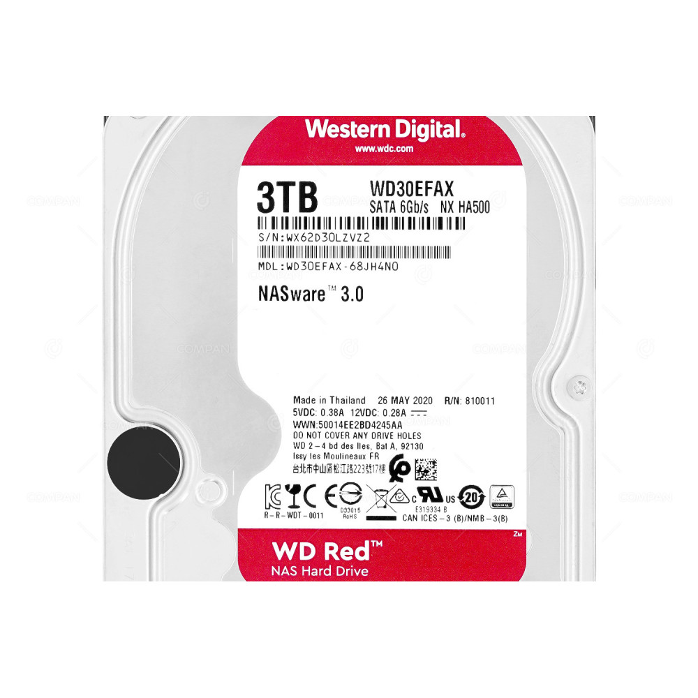 WD30EFAX  WESTERN DIGITAL RED NAS HDD 3TB 5.4K SATA 6G 3.5" LFF