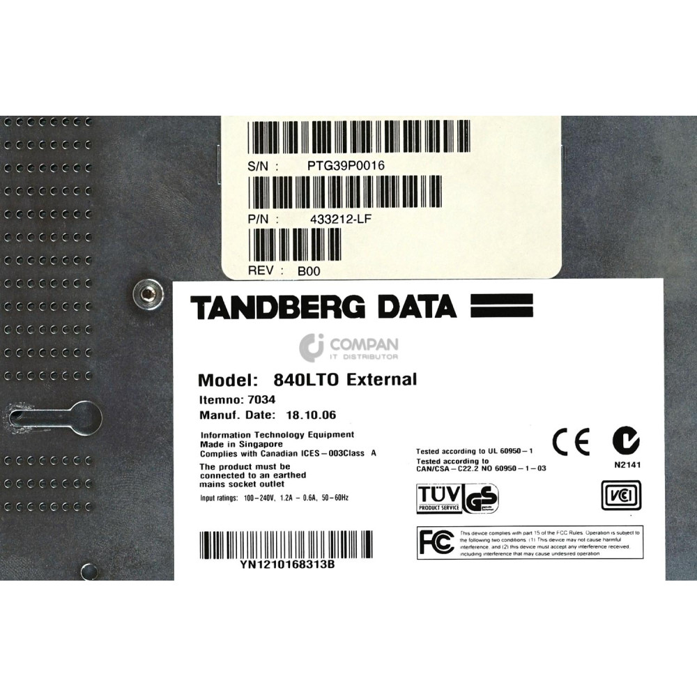 840LTO TANDBERG ULTRIUM LTO3 EXTERNAL TAPE DRIVE
