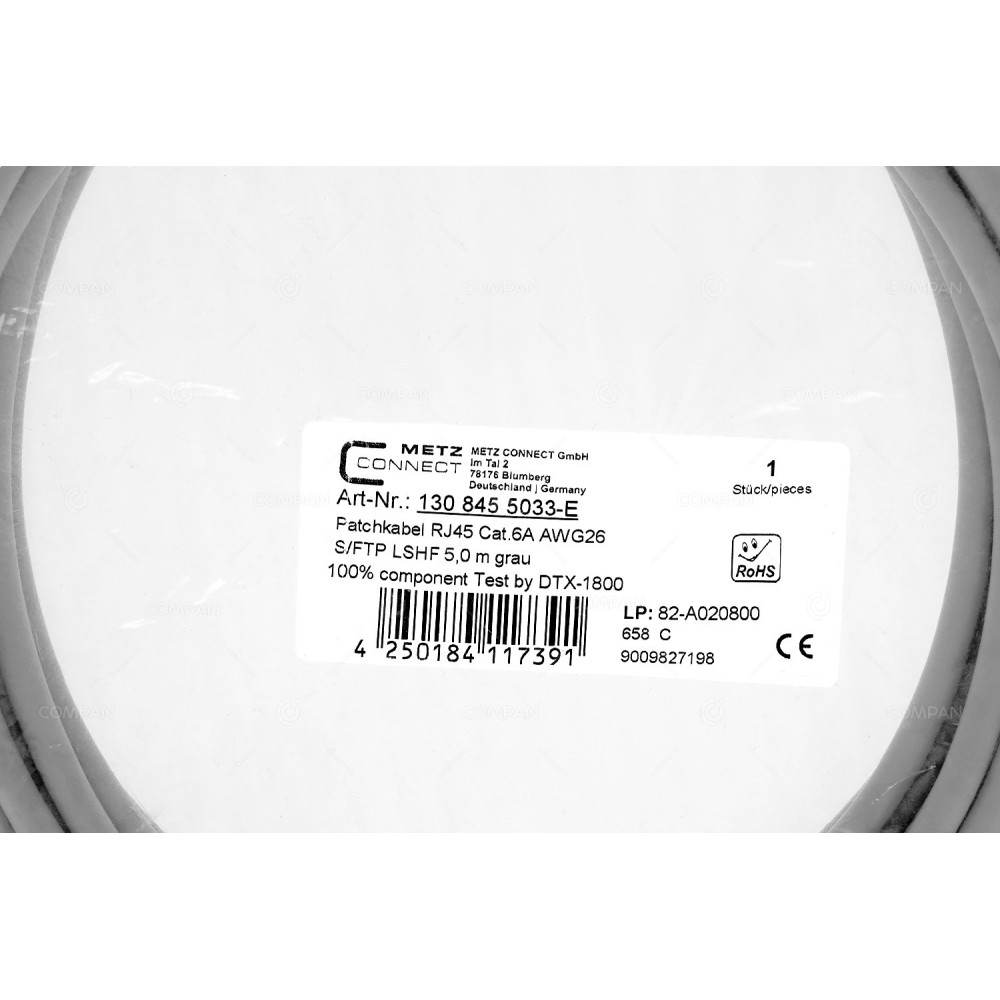 4250184117391  PATCHCORD RJ-45 CAT.6A AWG26 5M GREY